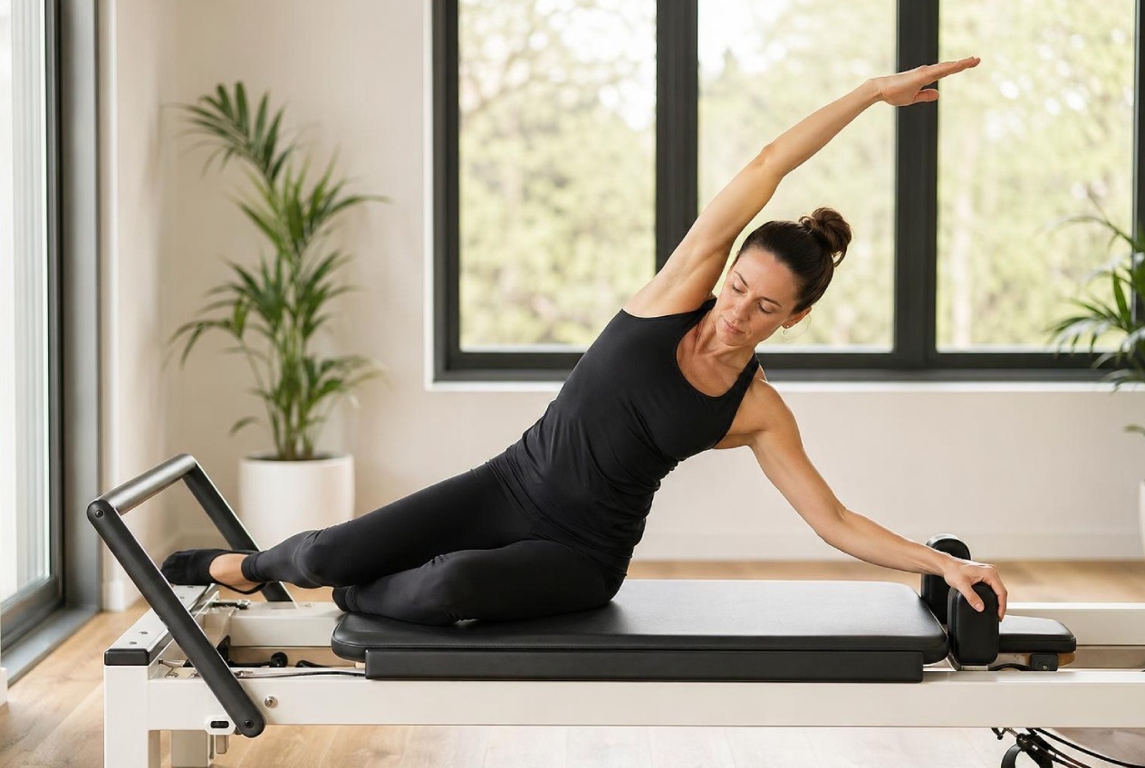 alumna practicando pilates en casa