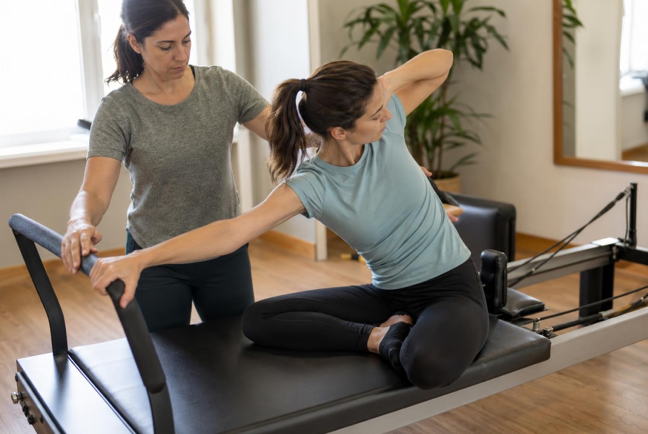 paciente practicando pilates para rehabilitacion